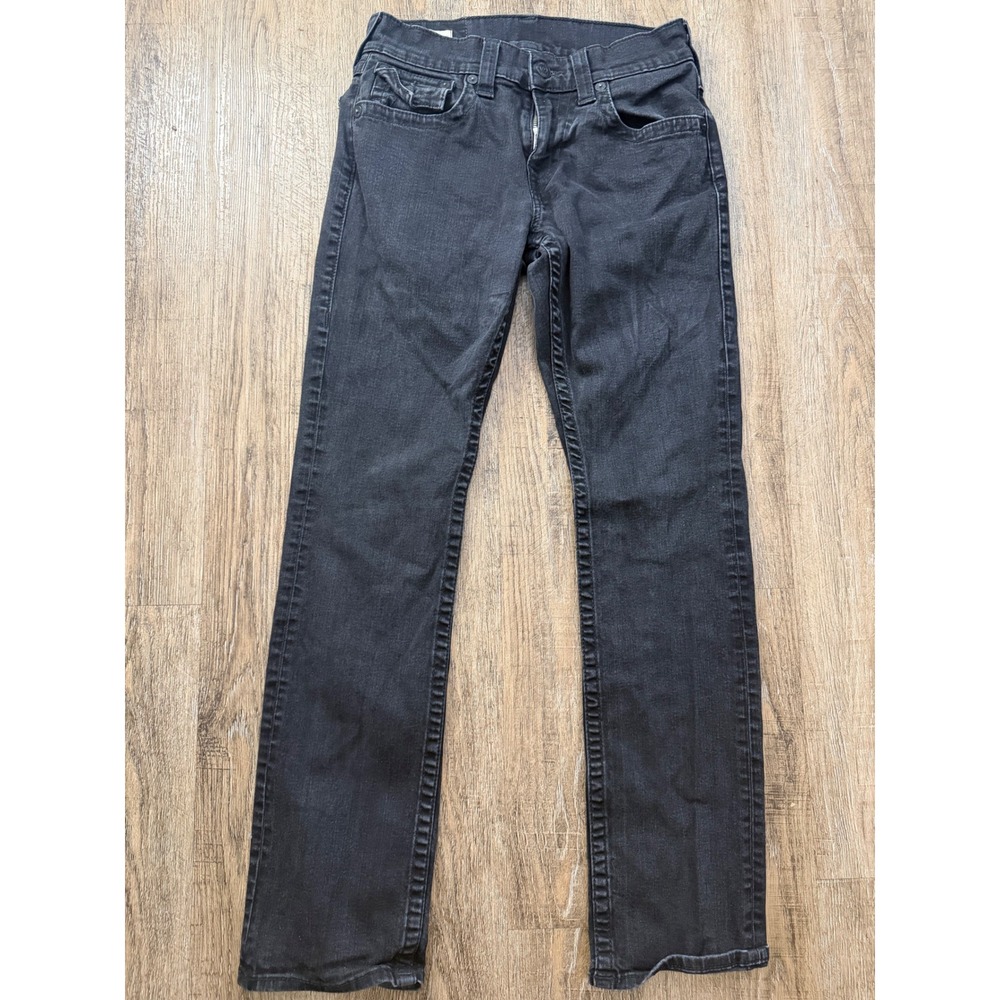 True Religion Ricky Relaxed Straight Jeans Black Washed Denim Size 29 Mens
